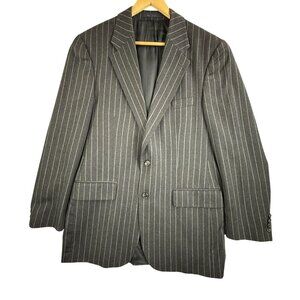 Vintage Ralph Lauren Polo University Club Blazer Mens 40 Gray Wool Pinstripe